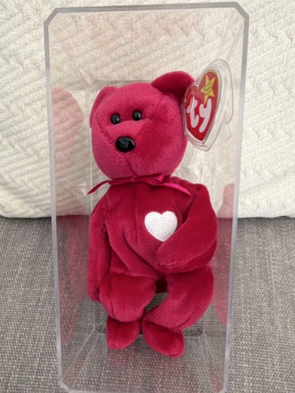 Rare TY Red Bear with White Heart Plush with errors - Picture 2 of 10